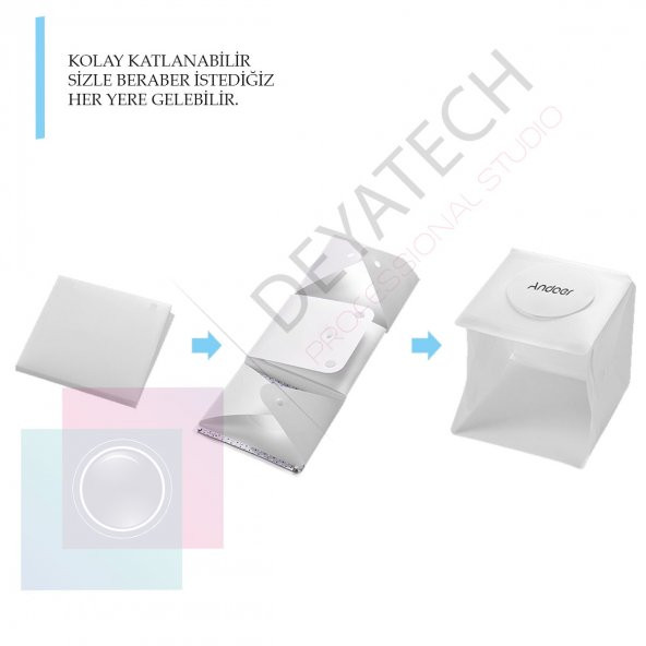 Deyatech Işıklı Ürün Çekim Çadırı 40x40 Mini Stüdyo Tam Set - 3