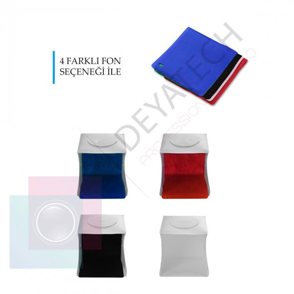 Deyatech Işıklı Ürün Çekim Çadırı 40x40 Mini Stüdyo Tam Set - 4