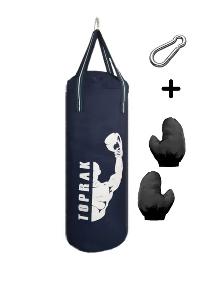 6-9 Yaş Boks Torbası 50Cm Çocuk Boks Torbası Eldiven+Karabina Hediyeli Lacivert