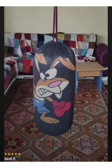 Çocuk Boks Torbası 2 Çift Eldiven Hediyeli Eğlenceli Evde Boks(Unisex Kız-Erkek) Siyah - 5