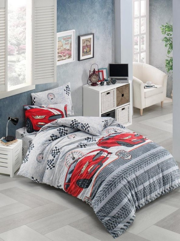 BEGENALHOME Arabalı Nevresim Takımı Genç ve Çocuk Tek Kişilik