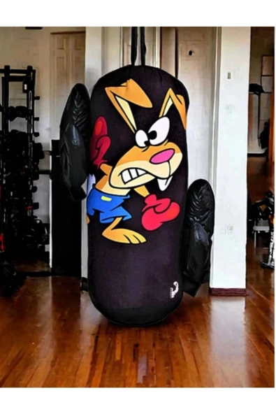 Çocuk Boks Torbası 2 Çift Eldiven Hediyeli Eğlenceli Evde Boks(Unisex Kız-Erkek) Siyah - 4