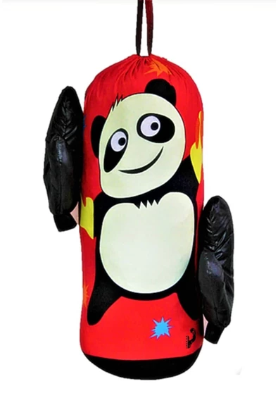 Çocuk Boks Torbası Eldiven Hediyeli Çocuklar İçin Eğlenceli Evde Boks(Unisex Kız-Erkek) Kırmızı - 2