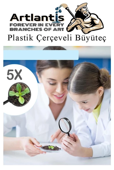Büyüteç 50 mm 1 Adet 5x Plastik Sap Çerçeveli Büyüteç Merçek Okul Büro Ofis - 4