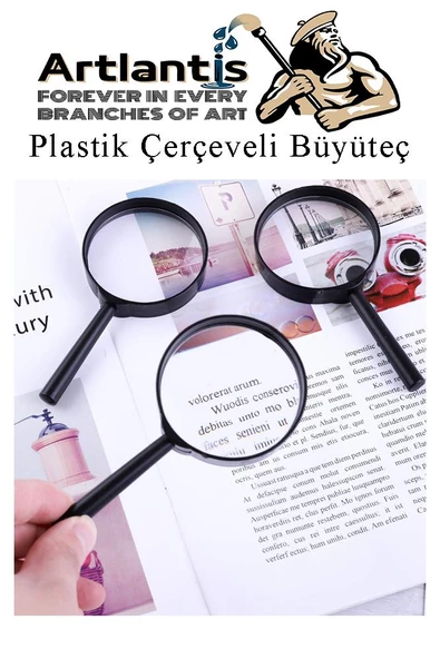 Büyüteç 50 mm 1 Adet 5x Plastik Sap Çerçeveli Büyüteç Merçek Okul Büro Ofis - 2