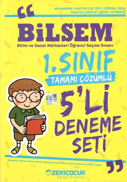 1.Sınıf Bilsem Tamamı Çözümlü 5 li Deneme Seti Zeki Çocuk