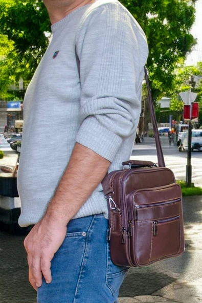 Lederax Hakiki Deri Çelik Kasalı El Çantası Büyük Boy LD119 - Resim 2