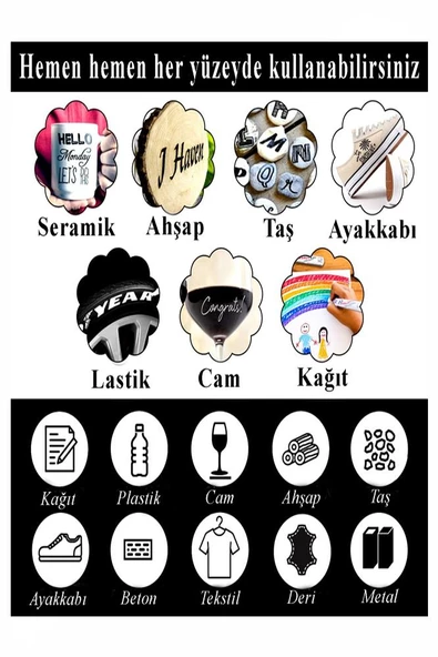 Beyaz Keçeli Markör Kalem 3 Adet Yağlı Bazlı Kalıcı Marker Kalem Hızlı Kuruma Cam Metal Lastik Seramik Ahşap Taş Plastik - 2