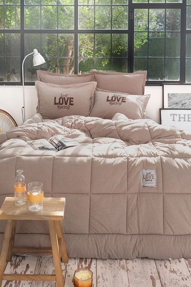 Motto Tek Kişilik Cotton Comfort Set Bej - 2