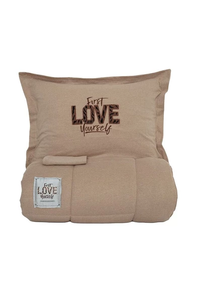 Motto Tek Kişilik Cotton Comfort Set Bej - 6
