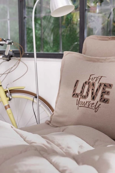 Motto Tek Kişilik Cotton Comfort Set Bej - 4