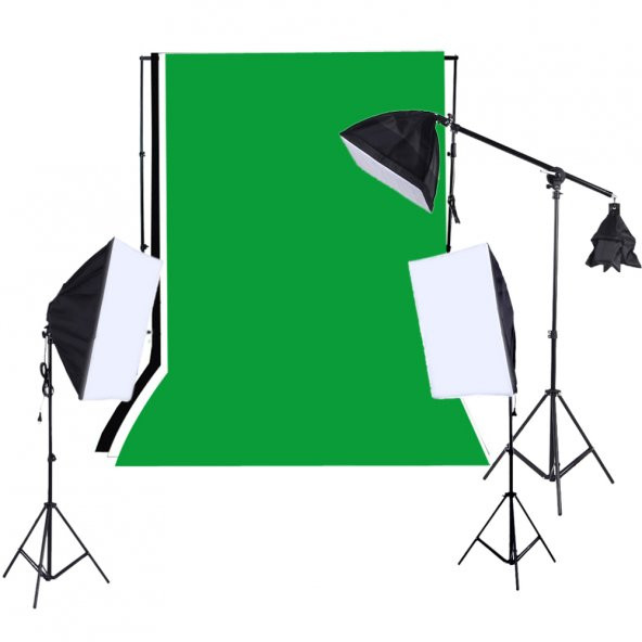 Deyatech Full Set (Yeşil Fon+Stand+Softbox Set)