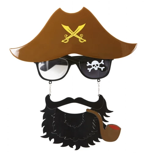 Kahve Şapkalı Pipolu Jack Sparrow Gözlüğü - 2