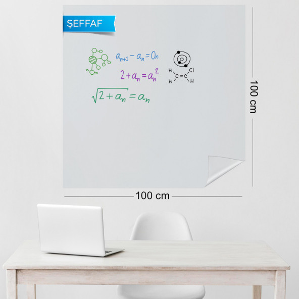 Akıllı Kağıt - 100x100 Cm Şeffaf 10 Adet, Statik Tutunabilen Yazı Tahtası ürün görseli 1