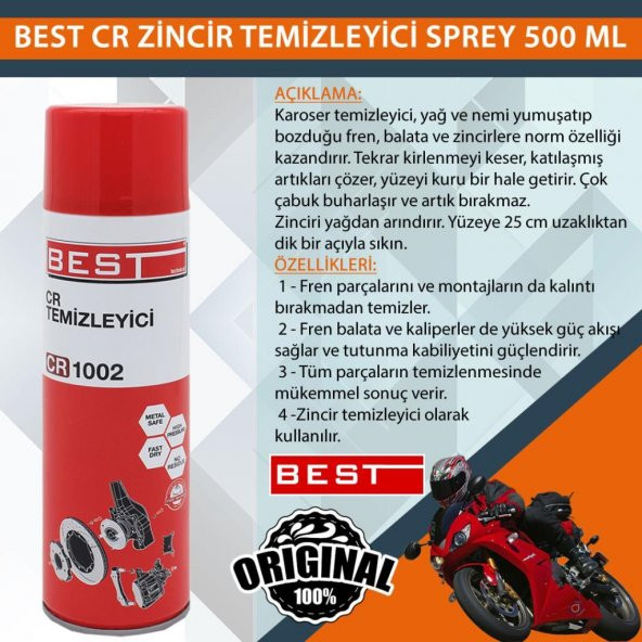Best CR Fren Balata Temizleyici 500 Ml - Genel Temizleyici Sprey - Resim 2