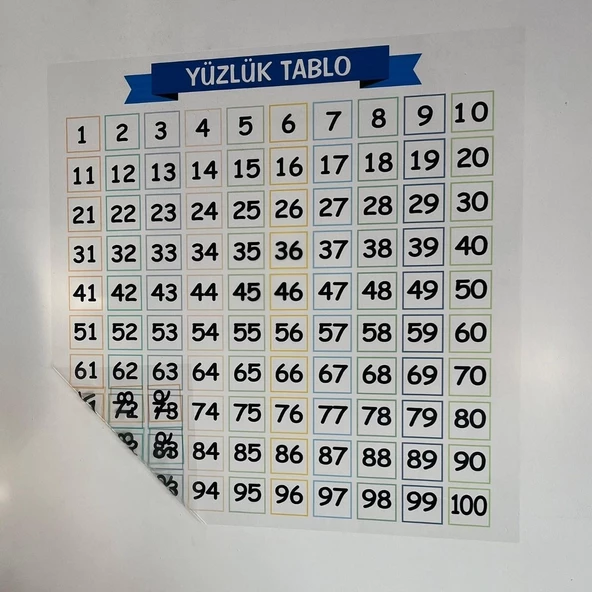 Matematik Öğreten Yüzlük Tablo Duvarda İz Bırakmaz Akıllı Kağıt Yapışkansız Statik  60x60 cm - 5