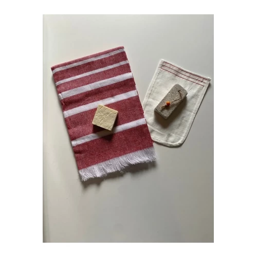 Gelin Hamamı Seti, Premium Peştemal , Ponza Topuk Taşı, Doğal Zeytinyağı Sabun, Kese 4lü Set - 4