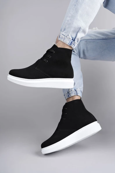 Matteo Bağcıklı Süet Erkek Günlük Spor Siyah Beyaz Bot - 3