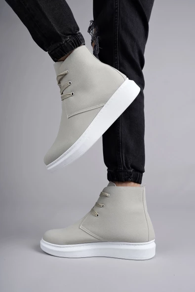 Matteo Bağcıklı Süet Erkek Günlük Spor Gri Beyaz Bot - 3