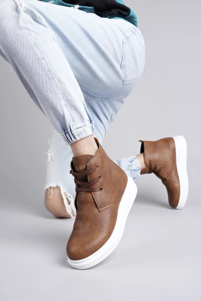 Matteo Bağcıklı Deri Erkek Günlük Spor Taba Beyaz Bot - 3