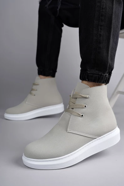 Matteo Bağcıklı Süet Erkek Günlük Spor Gri Beyaz Bot - 2