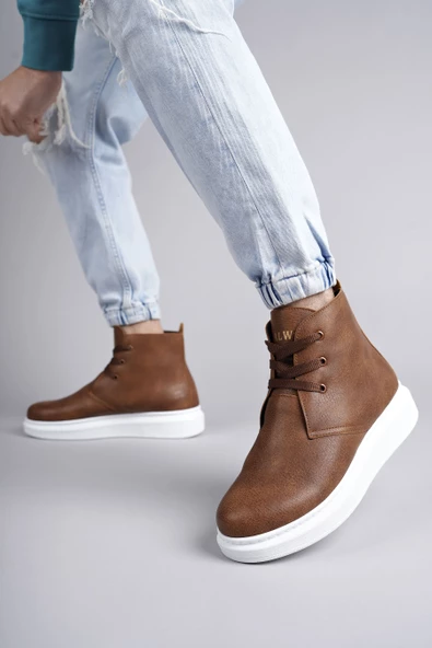 Matteo Bağcıklı Deri Erkek Günlük Spor Taba Beyaz Bot