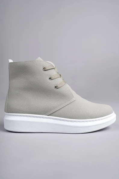 Matteo Bağcıklı Süet Erkek Günlük Spor Gri Beyaz Bot - 4