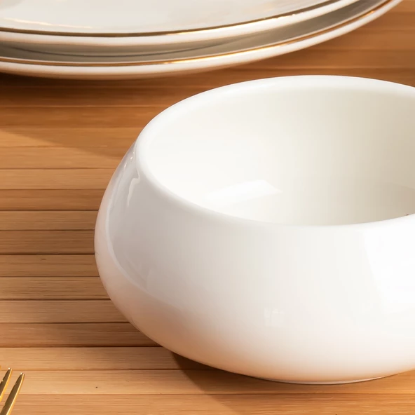 Porsima 900322 Porselen Kase Salata Kasesi Meze Tabağı Yemek Servis Tabağı Porselen Yuvarlak Kase - 3