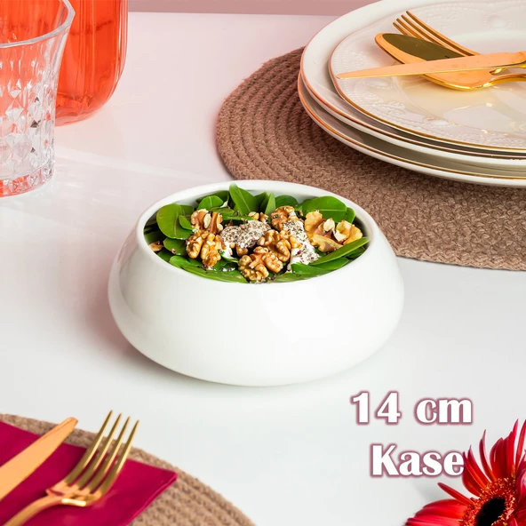 Porsima 900322 Porselen Kase Salata Kasesi Meze Tabağı Yemek Servis Tabağı Porselen Yuvarlak Kase - 2
