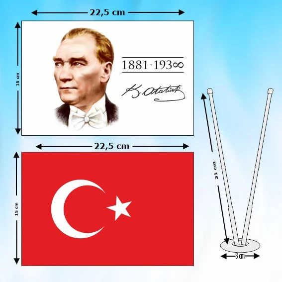 İKİLİ TÜRK BAYRAĞI ve ATATÜRK - 3