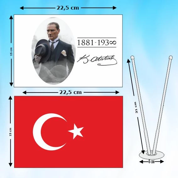 İKİLİ TÜRK BAYRAĞI ve ATATÜRK - 3