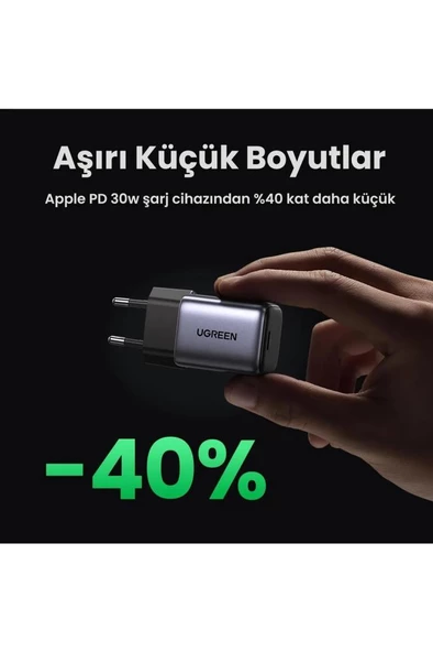 Ugreen Nexode 30 W Type-C Şarj Adaptörü - 3