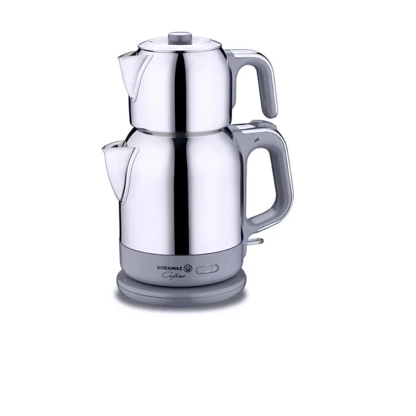 Korkmaz Çaytema Dayanıklı  Elektrikli Çaydanlık 1.7 lt Inox Gri Renk A331-10 - 2