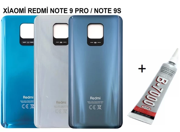 REDMİ NOTE 9 PRO - NOTE 9S Arka Batarya Pil Kapağı BEYAZ (B7000 15 ML Yapıştırıcı)