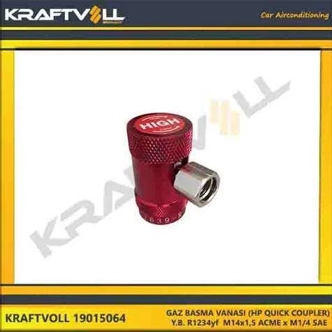 GAZ BASMA VANASI HP QUICK COUPLER YUKSEK BASINC R1234yf  M14x1.5 ACME x M1-4 SAE - KRAFTVOLL 19015064