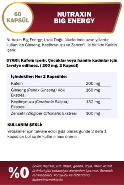 Nutraxin Big Energy - Vitamin Takviyesi 60 Tablet - 3