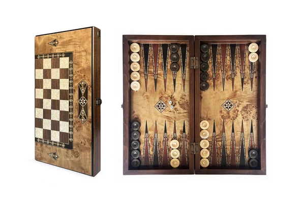 Helena Wood Art Klasik El Yapımı Ahşap Tavla Seti Büyük Boy