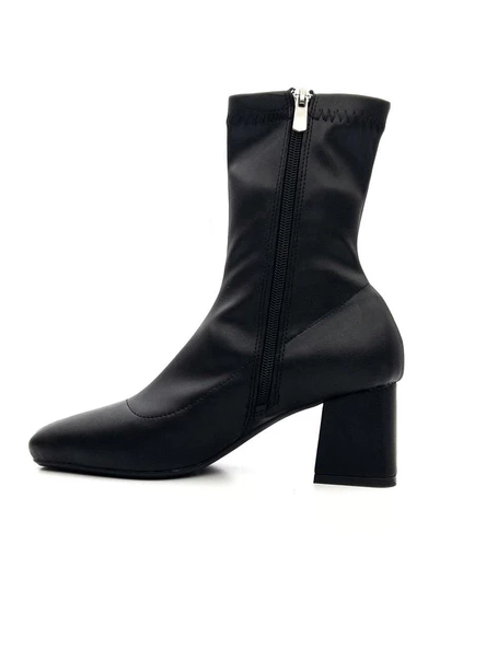 Potinonline K900 Kadın Küt Burun Streç Kalın Topuk Bot - 4