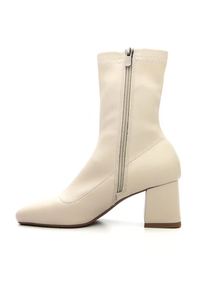 Potinonline K900 Kadın Küt Burun Streç Kalın Topuk Bot - 8