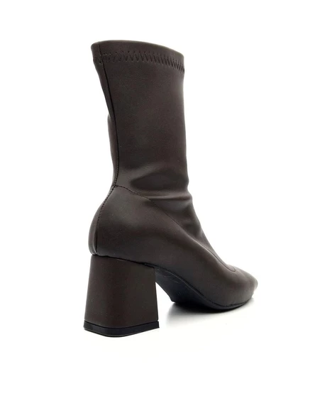 Potinonline K900 Kadın Küt Burun Streç Kalın Topuk Bot - 11