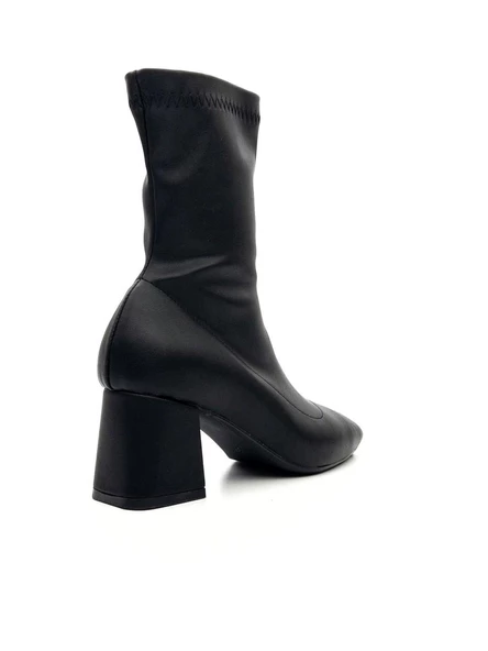 Potinonline K900 Kadın Küt Burun Streç Kalın Topuk Bot - 3