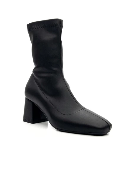 Potinonline K900 Kadın Küt Burun Streç Kalın Topuk Bot - 2