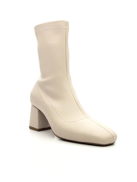 Potinonline K900 Kadın Küt Burun Streç Kalın Topuk Bot - 6