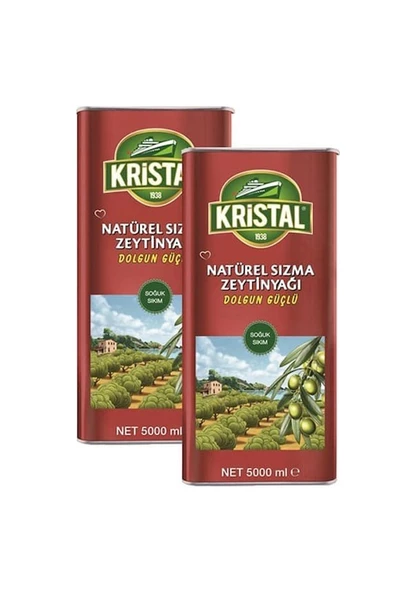 Kristal Dolgun Güçlü Natürel Sızma Zeytinyağı 5 lt 2'li