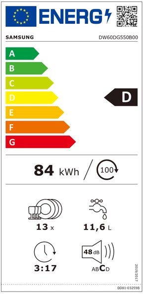 Samsung DW60DG550B00TR 5 Programlı 13 Kişilik Ankastre Bulaşık Makinesi - 2