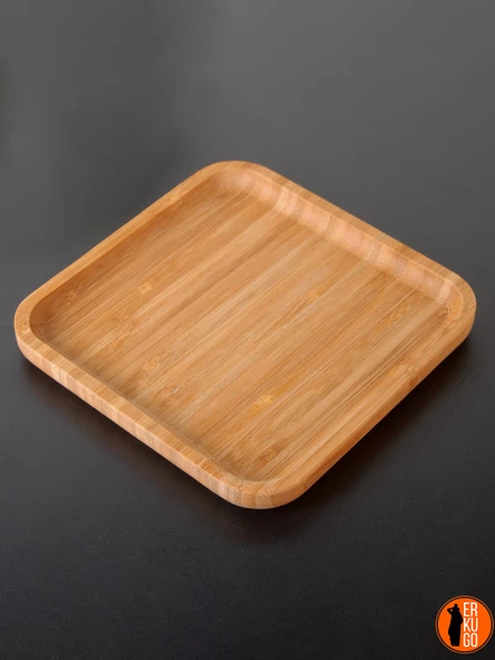 6 Adet Bambu Kare Servis Tabağı, Sunum Seti (25x25 cm) - 2