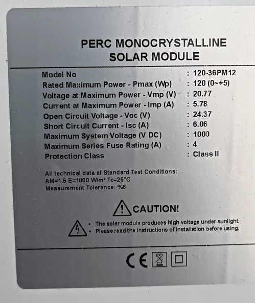 120w Mono Kristal Class II B Güneş Panel - 4