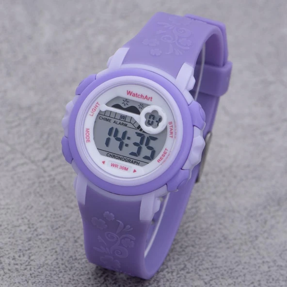 SaaTTino Kız Çocuk Kol Saati Led Ekran Mor Renk Silikon Kordon ST-303918 - Resim 2