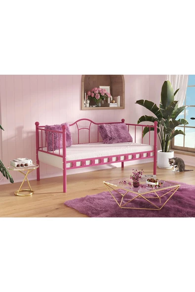 DZGN HOME KAMELYA SEDİR METAL KARYOLA - 90 x 190 cm - PEMBE