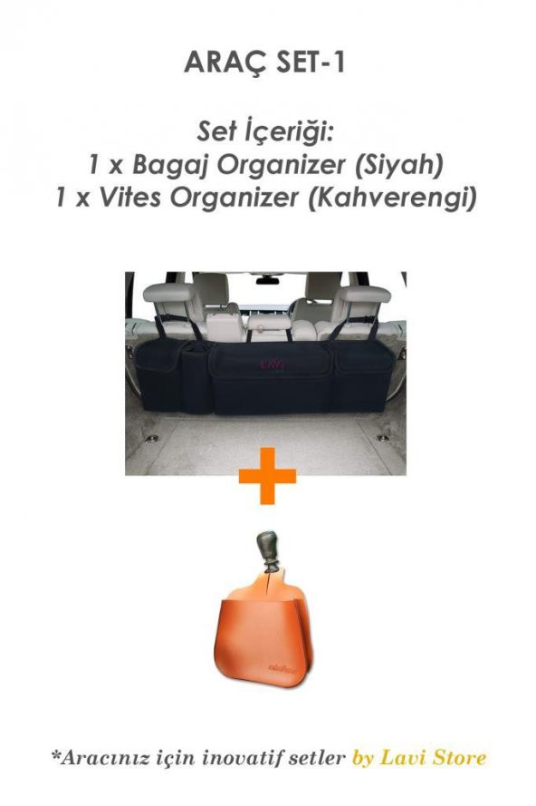 Araba Koltuk Arkası Bagaj Organizer + Oto Vites Düzenleyici Telefon Tutucu Çanta Araç Set-1 - 2